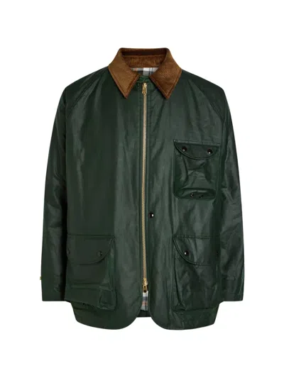 Drake's Corduroy-collar Jacket In Green