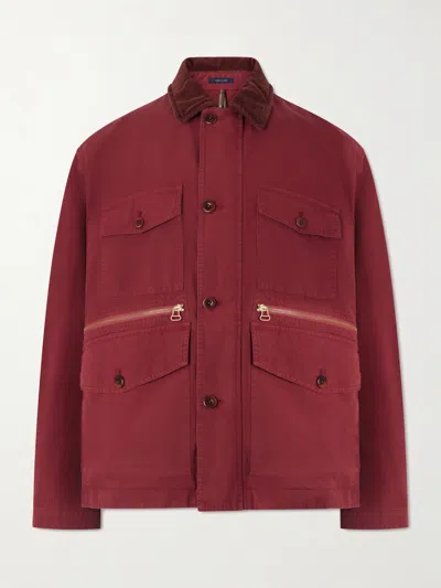 Drake's Mens Washed Red Hiking Patch-pocket Cotton Jacket In Brown