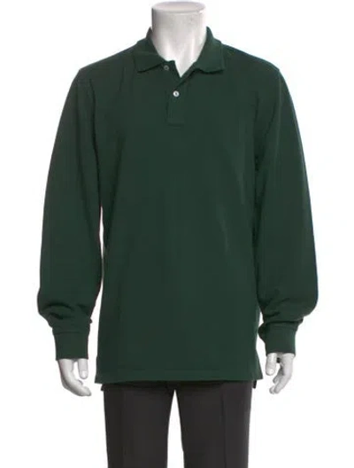 Pre-owned Drake's Crew Neck Long Sleeve Polo Shirt In Green