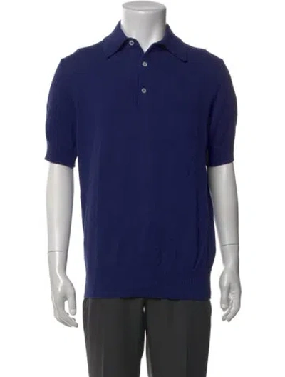 Pre-owned Drake's Crew Neck Short Sleeve Polo Shirt In Blue