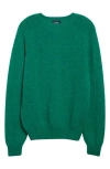 Drake's Brushed Shetland Lambswool Crewneck Sweater In Green