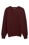 Drake's Brushed Shetland Lambswool Crewneck Sweater In Burgundy