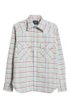 Drake's Multi-color Brushed Tablecloth Check Cotton Two-pocket Work Shirt In Blue