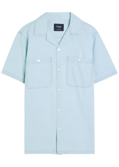 Drake's Chambray Cotton Shirt In Blue