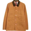 Drake's Check Lined Cotton Canvas Welder Chore Jacket In Brown