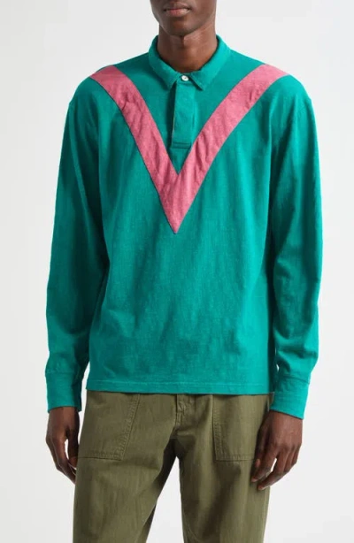 Drake's Chevron Stripe Cotton Rugby Shirt