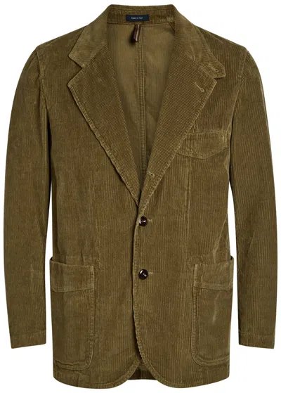 Drake's Corduroy Patch-pocket Jacket In Green