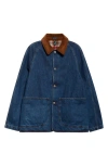 Drake's Corduroy-trimmed Indigo-dyed Denim Chore Jacket In Blue