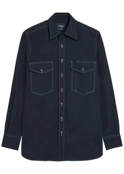 Drake's Cotton And Linen-blend Shirt In Blue