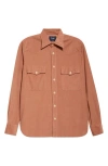 Drake's Cotton Needlecord Western Shirt In Orange