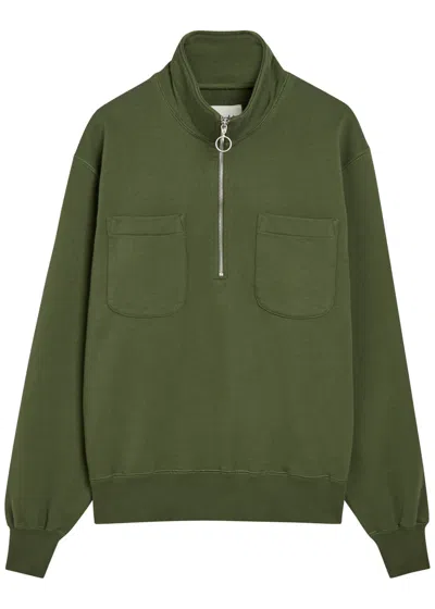 Drake's Half-zip Patch-pocket Sweatshirt In Green