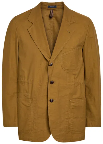 Drake's Cotton-twill Blazer Jacket In Brown