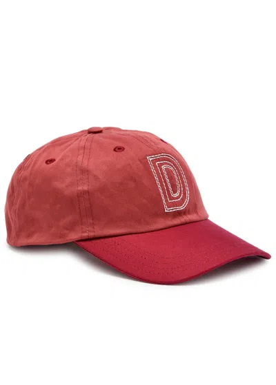 Drake's D-embroidered Cotton Cap In Red