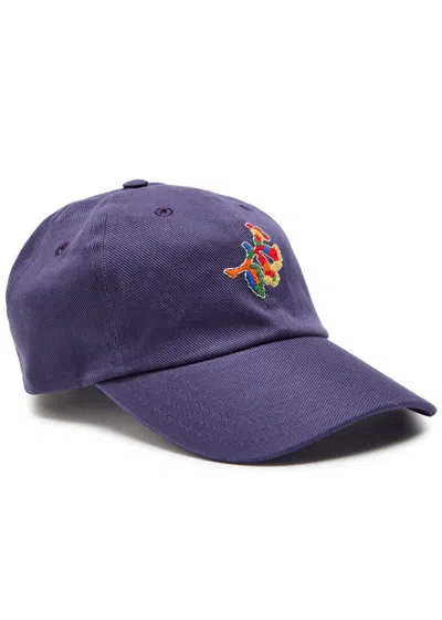 Drake's Embroidered Cotton-twill Cap In Purple
