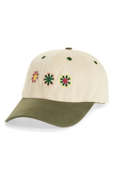Drake's Embroidered Kantha Suns Adjustable Baseball Cap In Brown