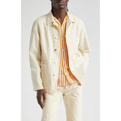 Drake's Fatigue Embroidered Cotton And Linen-blend Twill Jacket In Neutrals