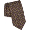 Drake's Flower Stamps Wool & Silk Tie In Brown