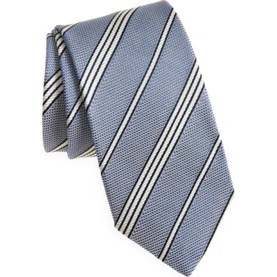 Drake's Grenadine Stripe Silk Tie In 202 Blue Navy Ecru