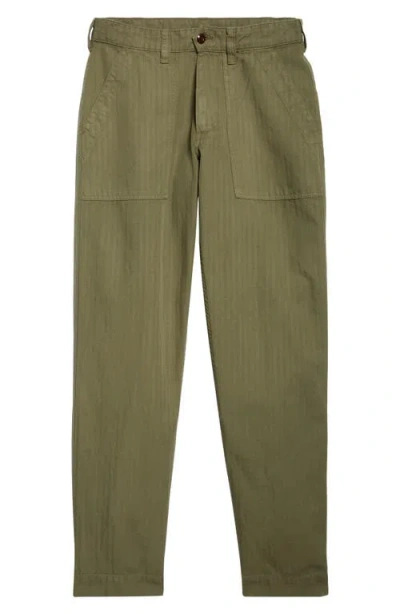 DRAKE'S DRAKE'S HERRINGBONE STRIPE COTTON FATIGUE PANTS