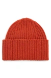 Drake's Lambswool Beanie In Red