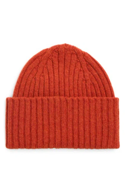Drake's Lambswool Beanie In Red