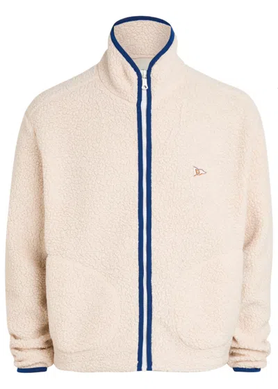 Drake's Logo-embroidered Wool-blend Fleece Jacket In Neutrals