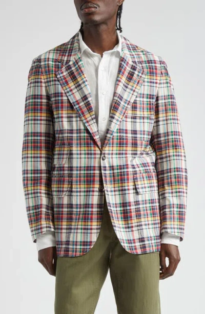 Drake's Mk. I Seersucker Games Sport Coat In Navy Plaid Multi