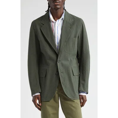 Drake's Mk-i Games Cotton-seersucker Blazer In Green