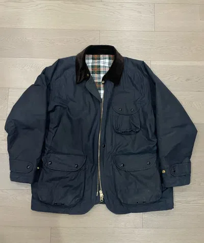 Pre-owned Drake's Navy Waxed Coverall Jacket Size 42