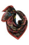 Drake's Palms & Birds Wool & Silk Bandana In Red