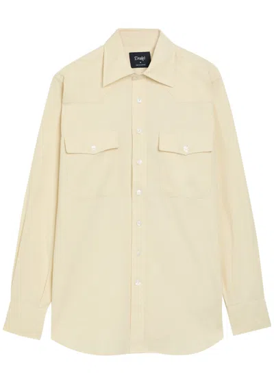 Drake's Patch Pockets Corduroy Overshirt In Neutral