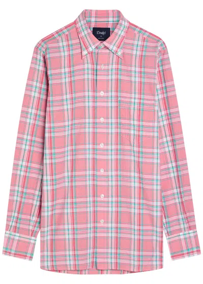 Drake's Plaid Cotton Shirt In Red