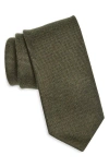 Drake's Plain Wool Tie In Green