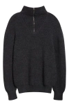 Drake's Quarter Zip Virgin Wool Sweater In 600 Grey Melange