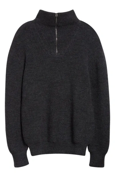 Drake's Quarter Zip Virgin Wool Sweater In 600 Grey Melange