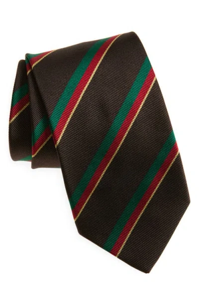 Drake's Reppe Stripe Silk Twill Tie In Brown/green/red