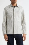 Drake's Stripe Chore Coat In Gray