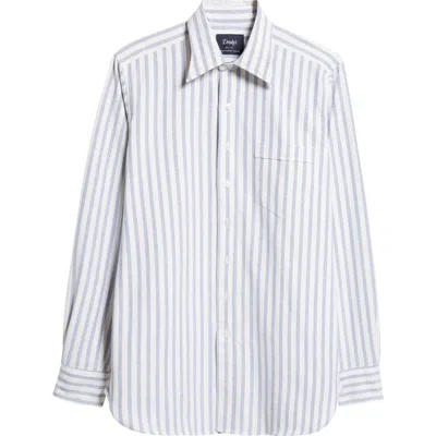 Drake's Stripe Oxford Button-down Shirt In Purple/yellow/brown