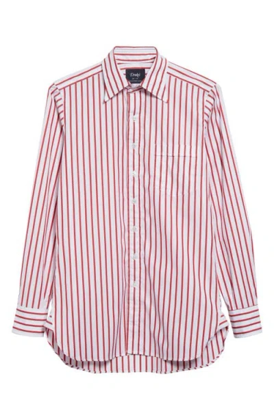 Drake's Red & White Striped Shirt In 700 Red/white
