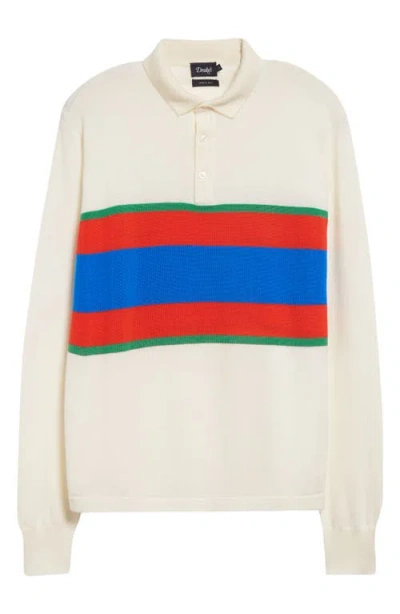 Drake's Stripe Extrafine Merino Wool Rugby Polo Sweater In 003 Eru