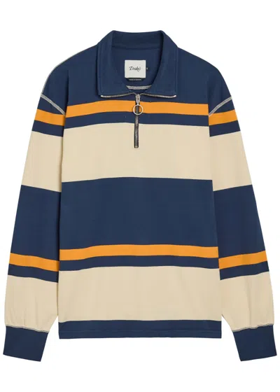 Drake's Striped Zip-fastening Polo Shirt In Multi