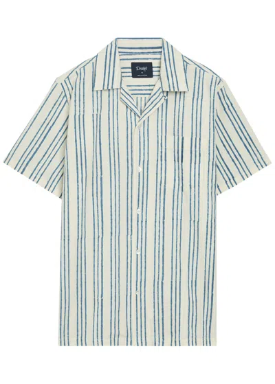 Drake's Striped Short-sleeve Shirt In Blue