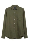 Drake's The Linen Summer Button-up Shirt In Green