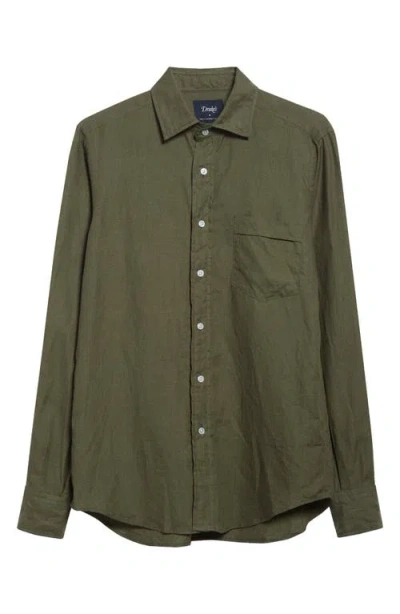 Drake's The Linen Summer Button-up Shirt In Green