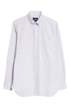 Drake's Ticking Stripe Oxford Button-down Shirt In 902 Purple