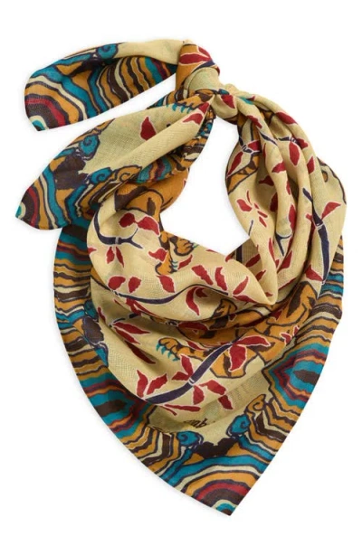 Drake's Tiger Print Wool & Silk Bandana In Multi