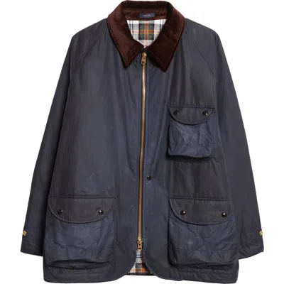 Drake's Water Repellent Waxed Cotton Coverall Jacket In 250 Navy