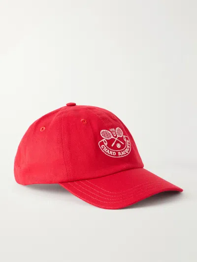 Drake's Embroidered Cotton-twill Cap In Red