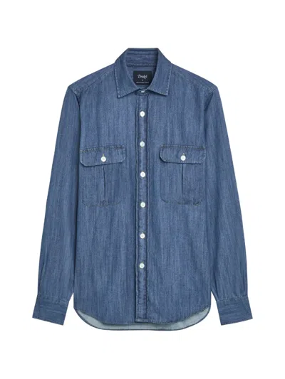 Drake's Flap-pockets Denim Shirt In Blue