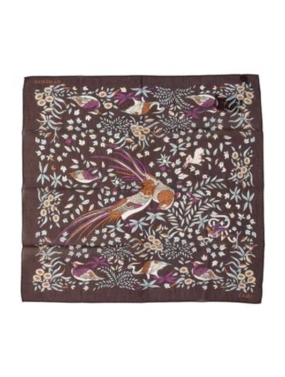 Pre-owned Drake's Floral Print Scarf In Brown